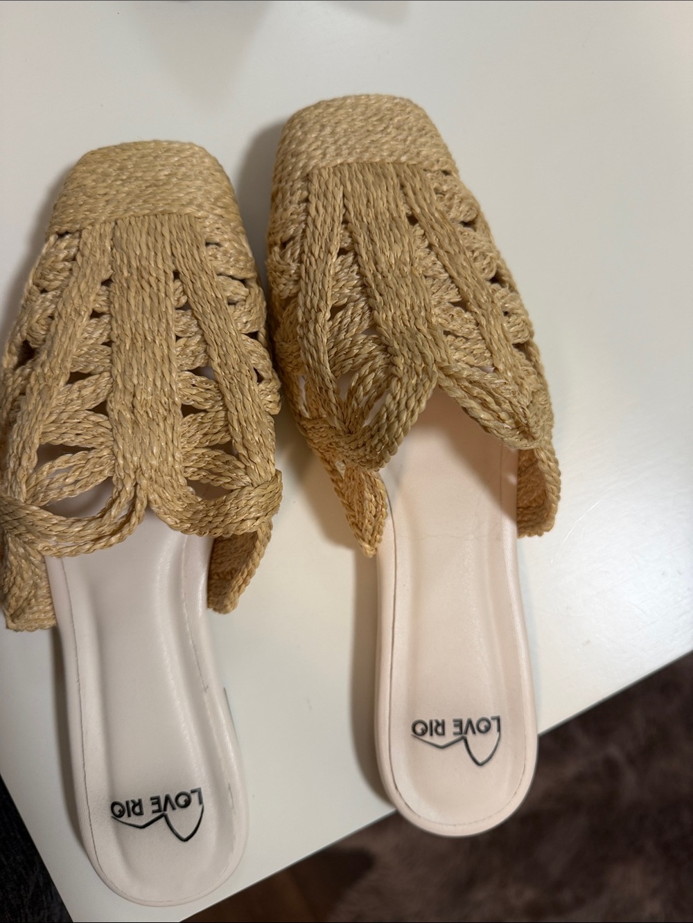 Tan Braided Slide Mules